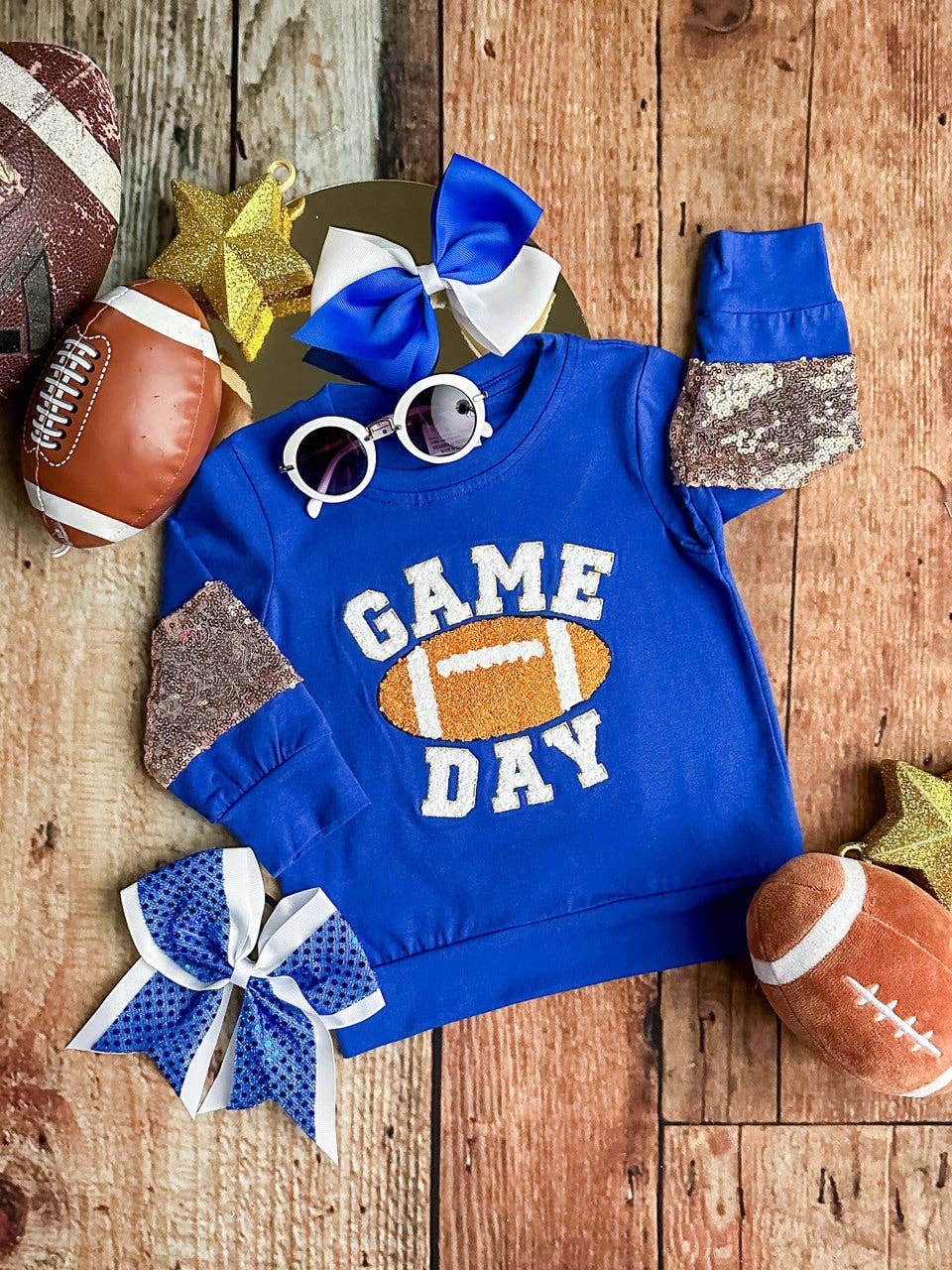 Mommy & Me Game Day Royal Blue Sequins Sleeved Shirt