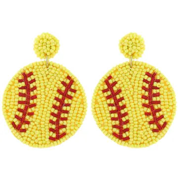 Softball Seed Bead Earrings