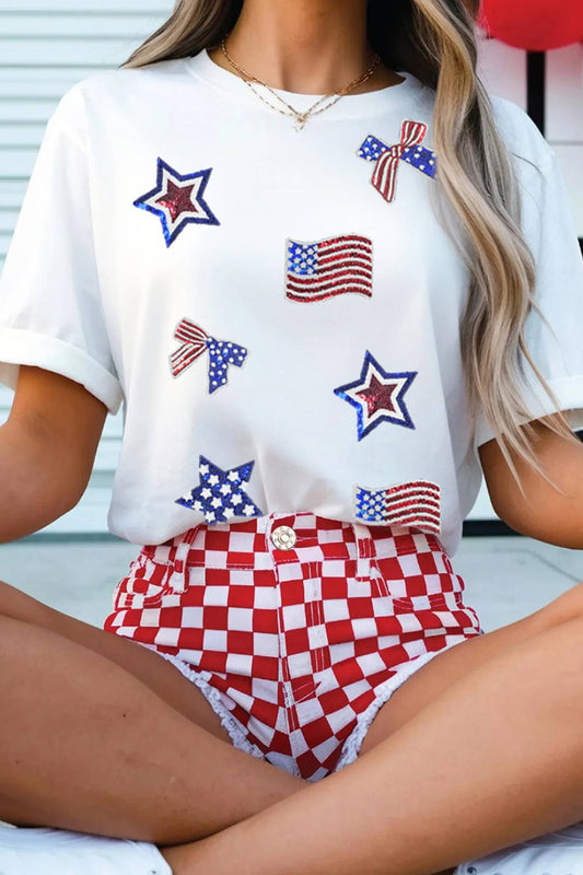 Fourth of July Sequin Patched Tee