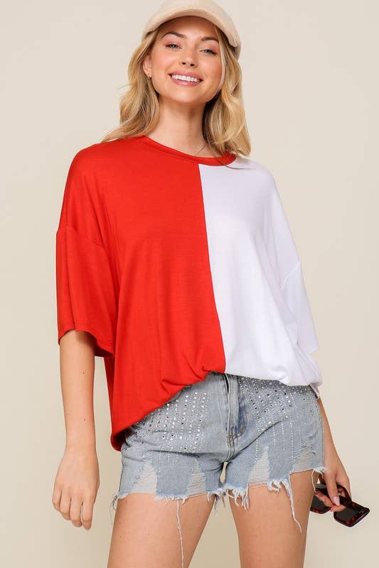 Game Day Multi Color Knit Top- Royal & White