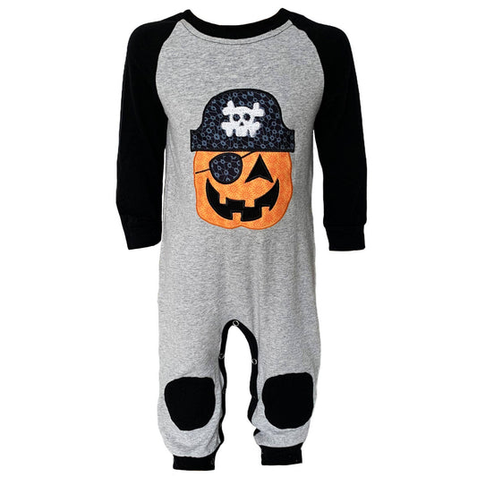 Boys Halloween Jack O Lantern Pirate Romper