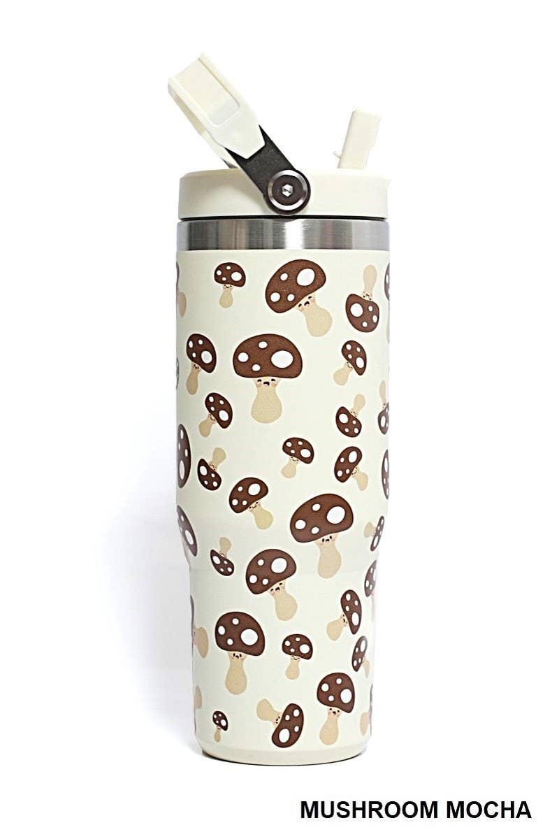 Mardi Gras Swirl 30 OZ STAINLESS STEEL FLIP STRAW TUMBLER- MARDI GRAS SWIRL