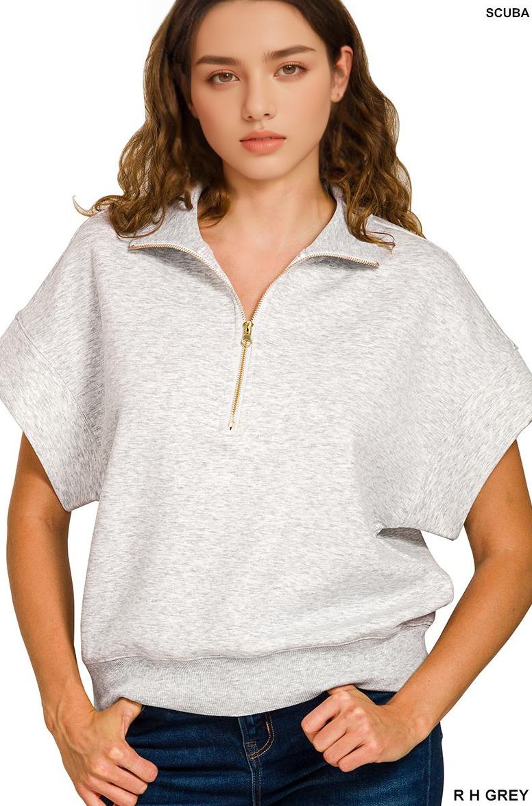 Scuba High Neck Half Zip Short Sleeve Pullover