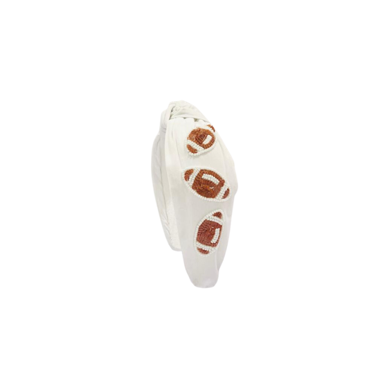 Game Day Football Headband Knot Sequin - Brown