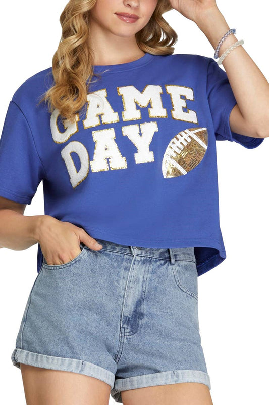 Game Day Football Patch Top- Purple