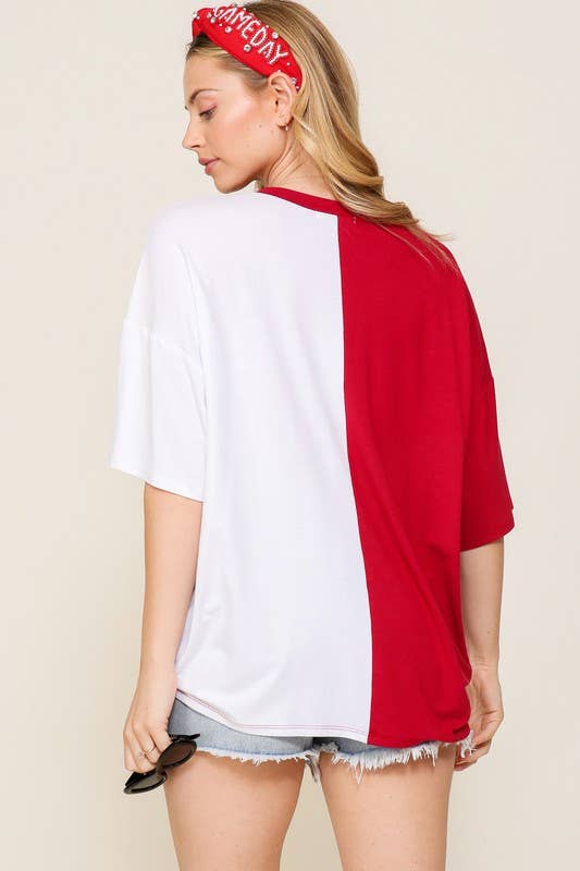 Game Day Multi Color Knit Top- Royal & White