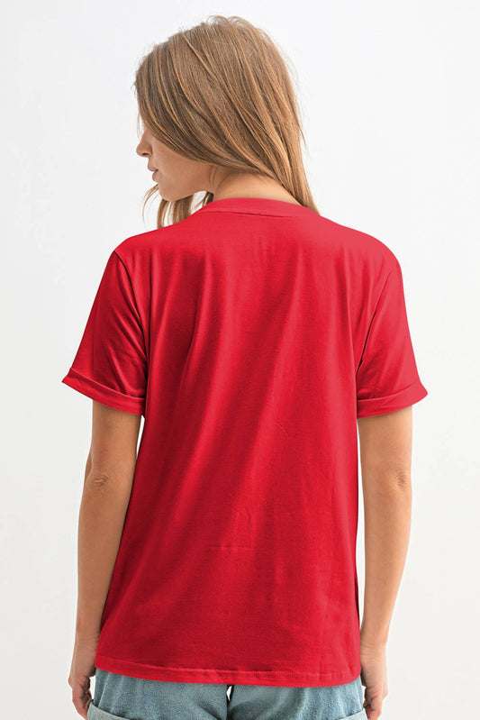 Sequin Basball Patch Graphic T Shirt