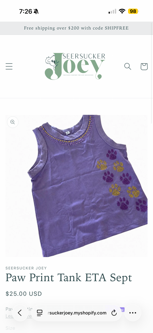 Purple Paw Print Tank