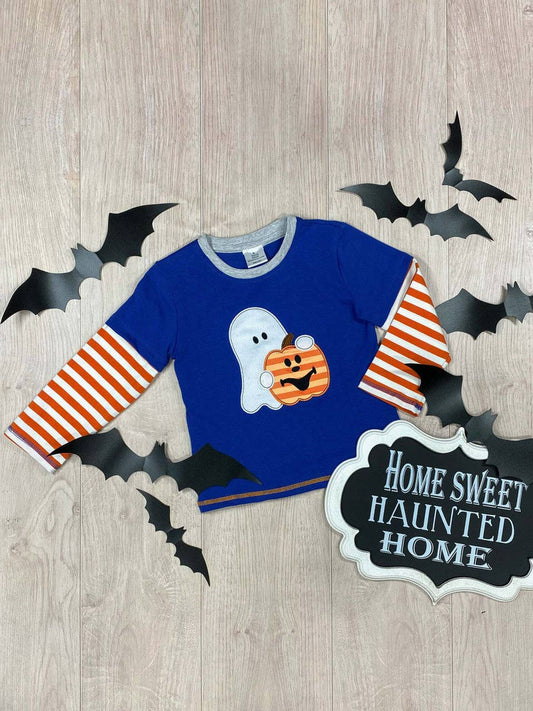 Pumpkin & Ghost Boys Long Sleeve Shirt