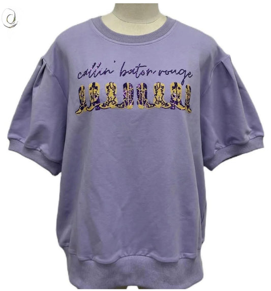 Callin’ Baton Rouge with Boots Sequin Tee
