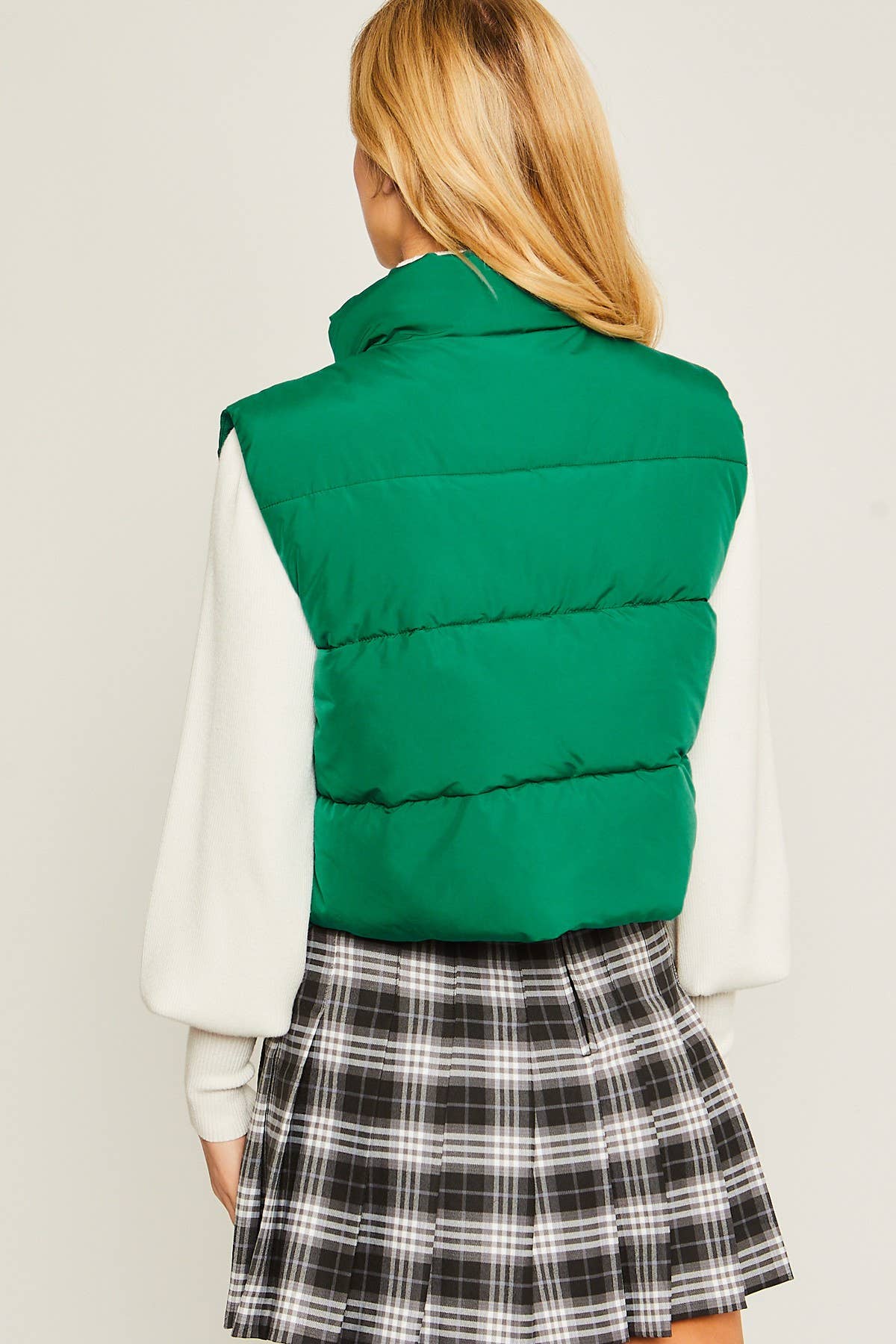 Puffer Vest With Pockets- Fuchsia