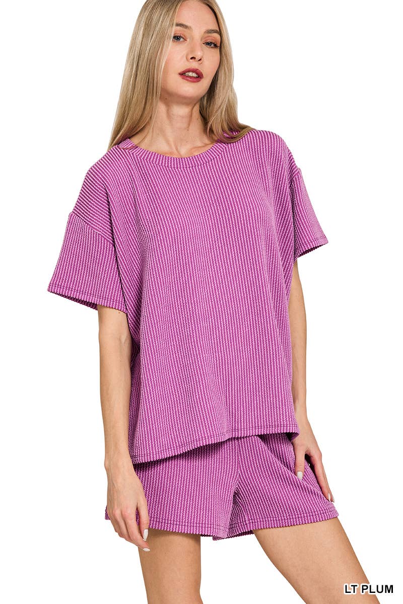 Corded Rib Tee & Shorts Set