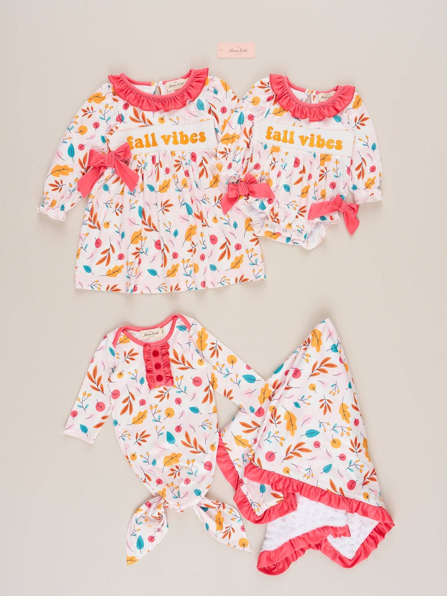 Fall Vibes Smocked Ruffle Leaves Dress