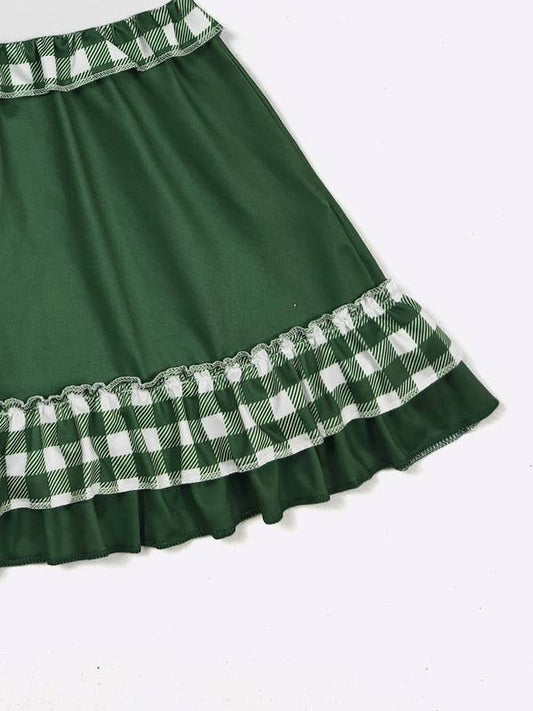 Team Spirit Girls Dress- Green Embroidery