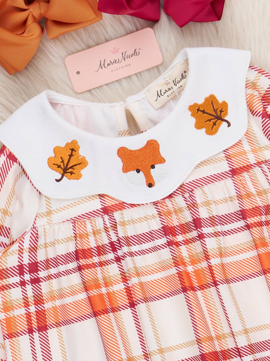 Cabin Critter Embroidered Plaid Dress