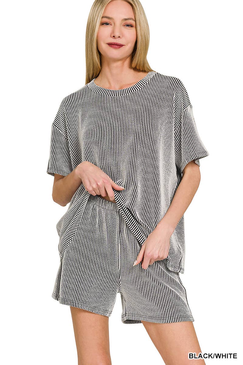 Corded Rib Tee & Shorts Set