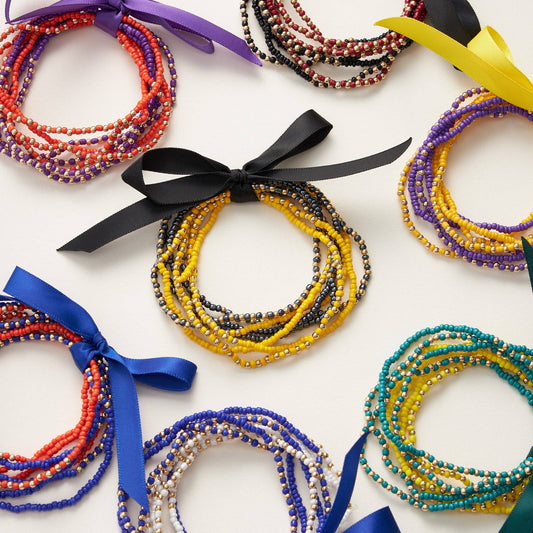 College Football Seed Bead Bracelet
