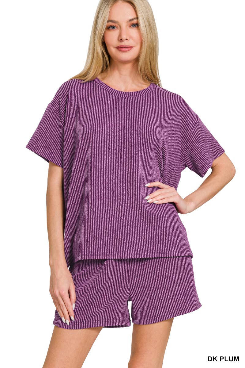 Corded Rib Tee & Shorts Set