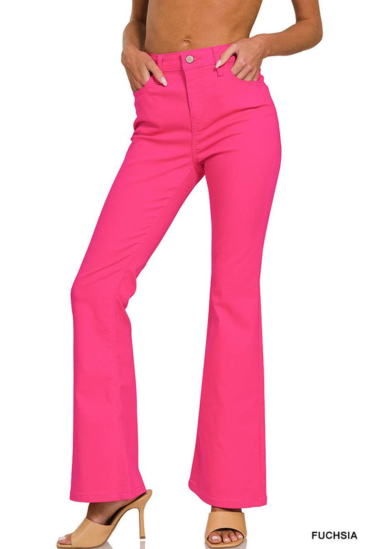 High Rise Bootcut Color Denim Pants