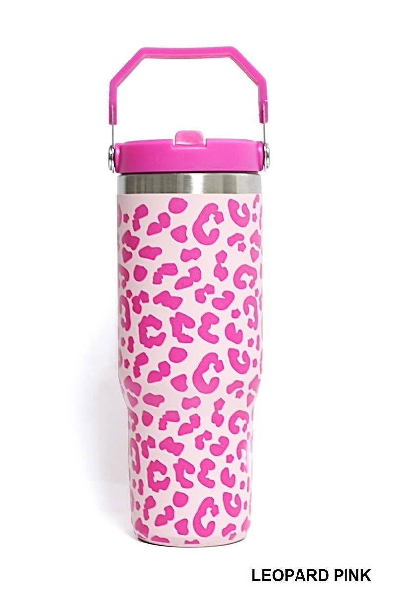 Mardi Gras Swirl 30 OZ STAINLESS STEEL FLIP STRAW TUMBLER- MARDI GRAS SWIRL