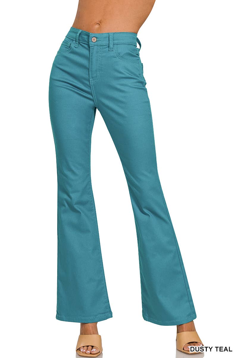 High Rise Bootcut Color Denim Pants
