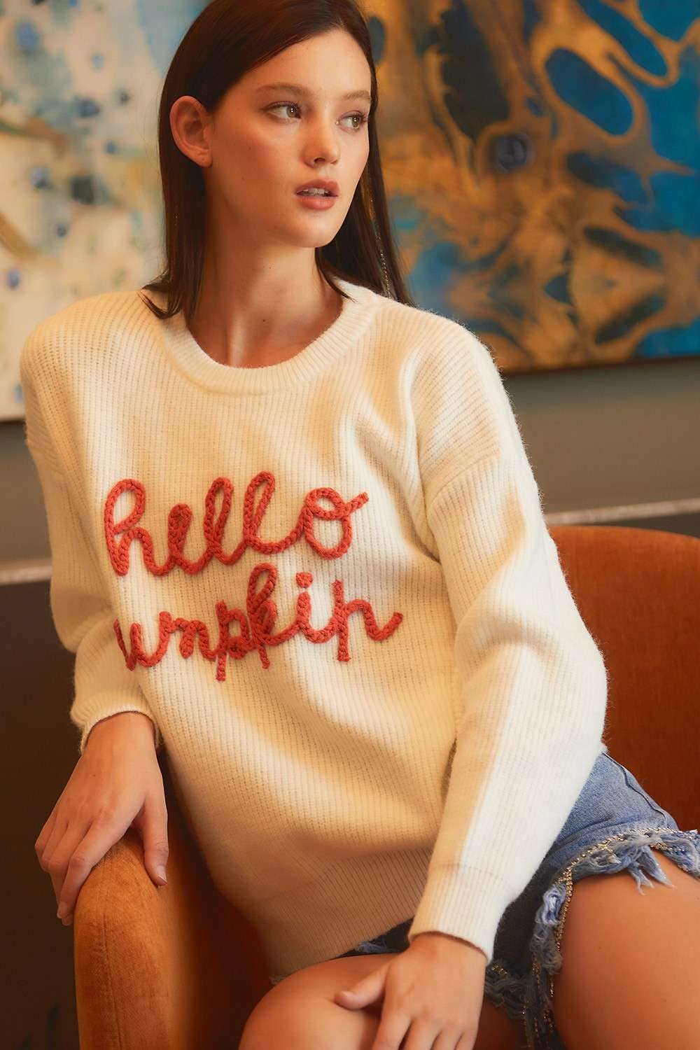 Pumpkin Letter Sweater- Burnt Orange