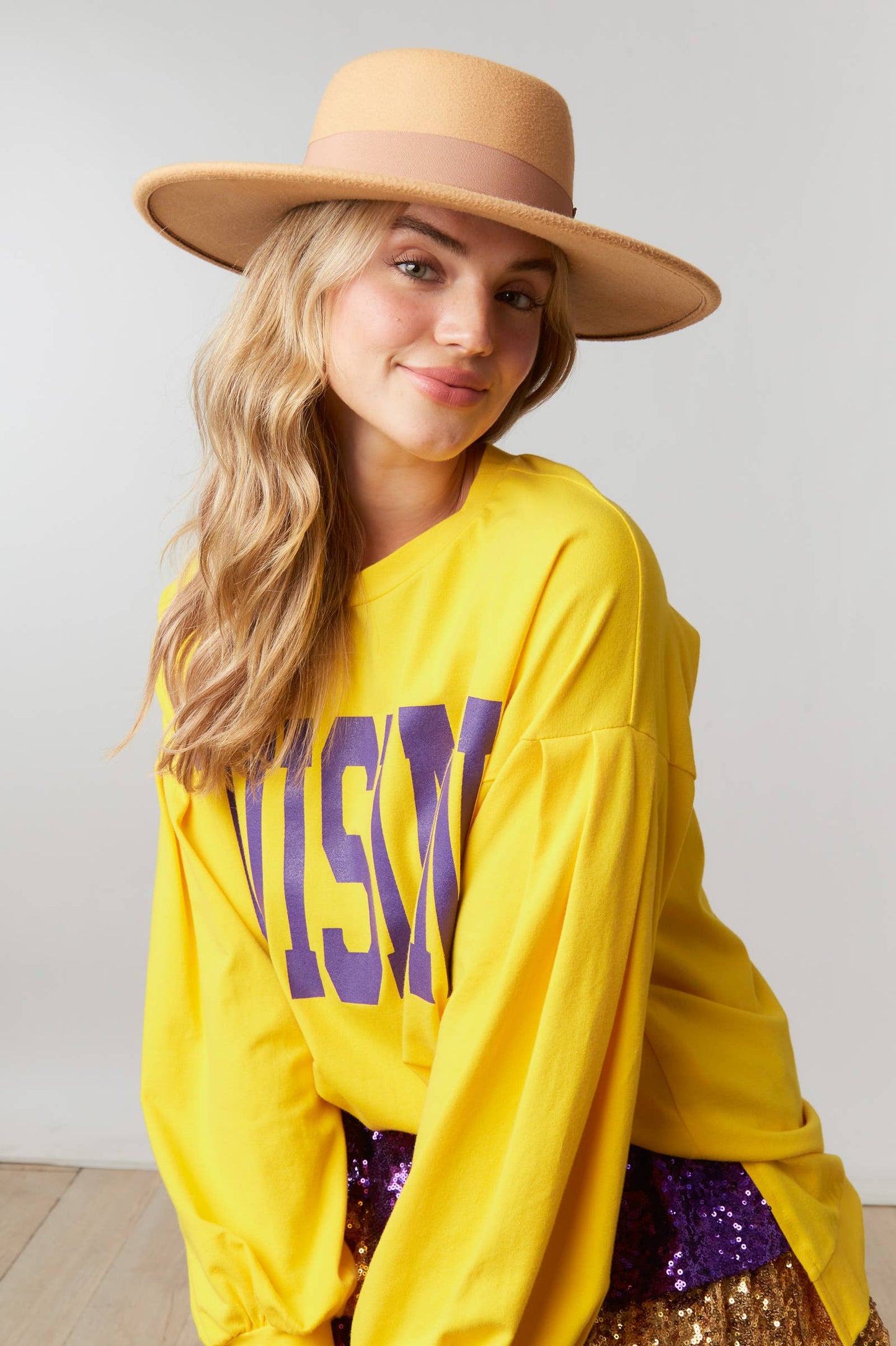 Game Day Sequin Mini Skirt - Gold/ Purple