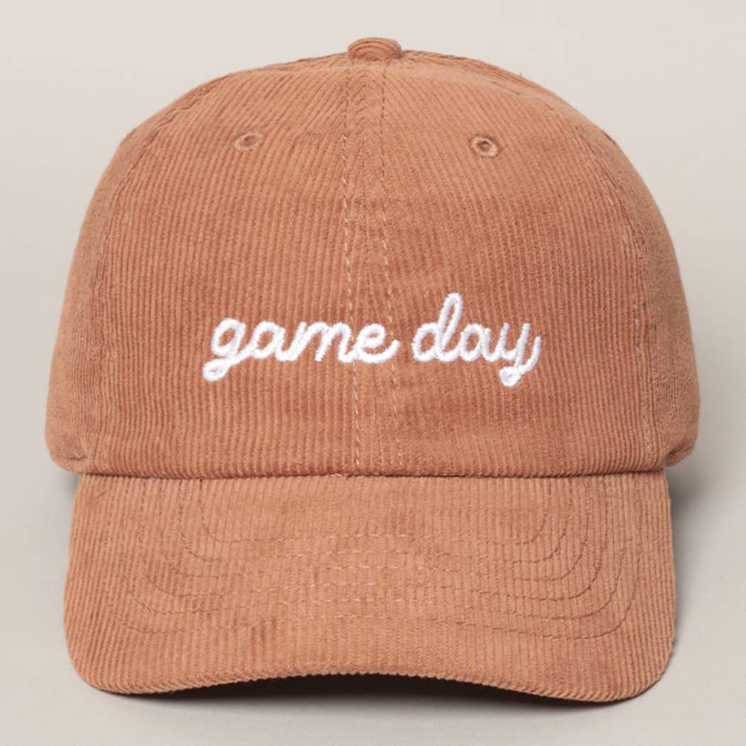 Game Day Embroidered Corduroy Cap- Blue Grey