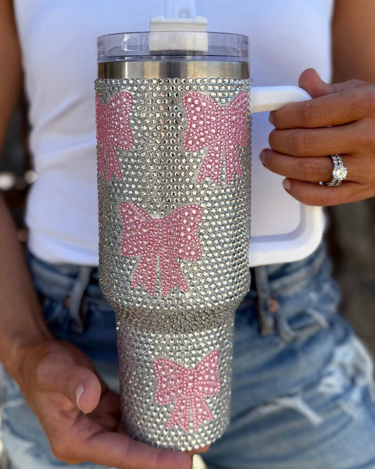 40 oz Crystal Pink Bow Tumbler