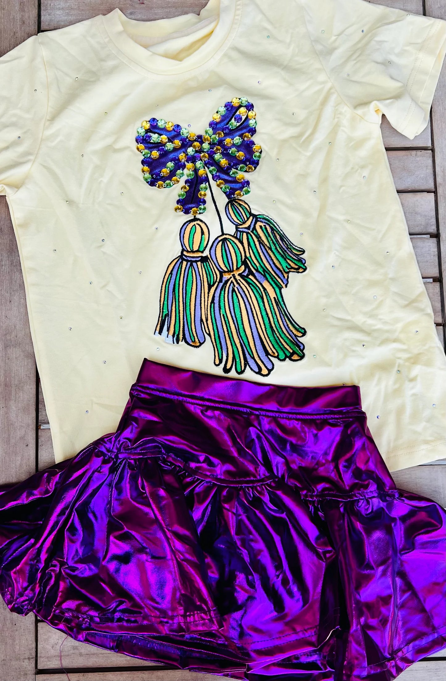 Rhinestone Mardi Gras Tassels Tee
