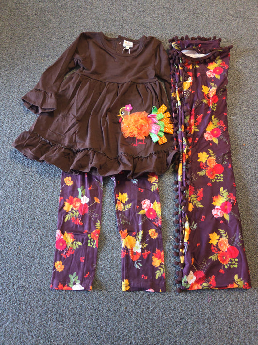 Brown & Purple Turkey 3 Piece Pant Set