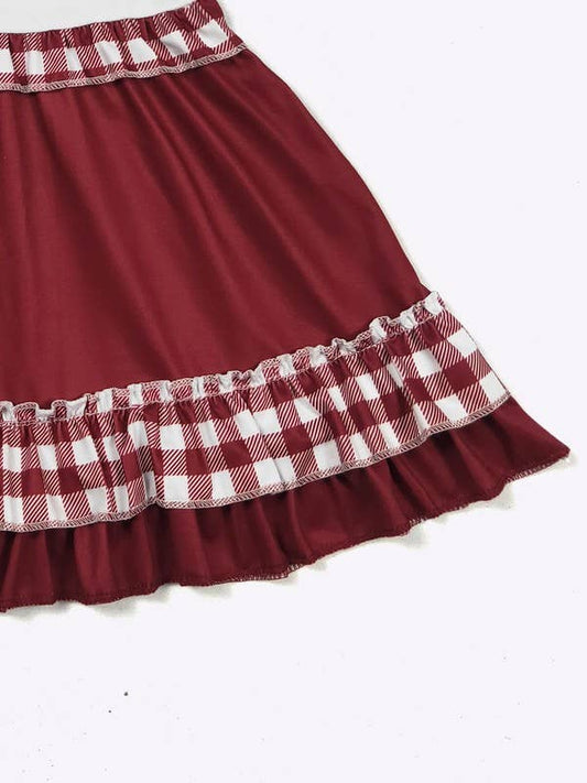 Team Spirit Girls Dress- Burgundy Embroidery
