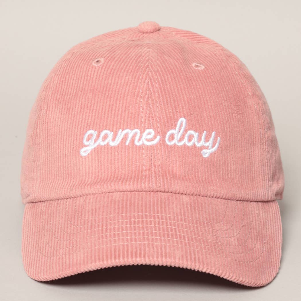Game Day Embroidered Corduroy Cap- Blue Grey