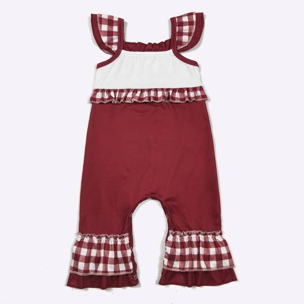 Team Spirit Baby Romper- Burgundy Embroidery