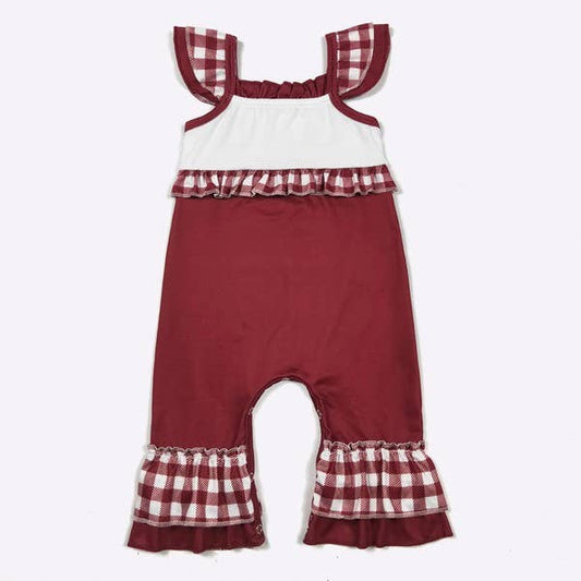 Team Spirit Baby Romper- Burgundy Embroidery