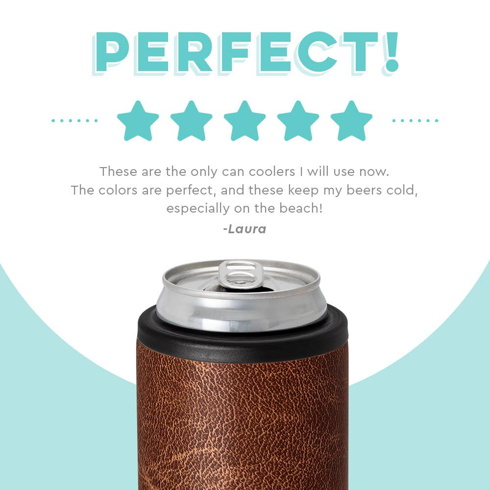 Leather Skinny Can Cooler (12oz)