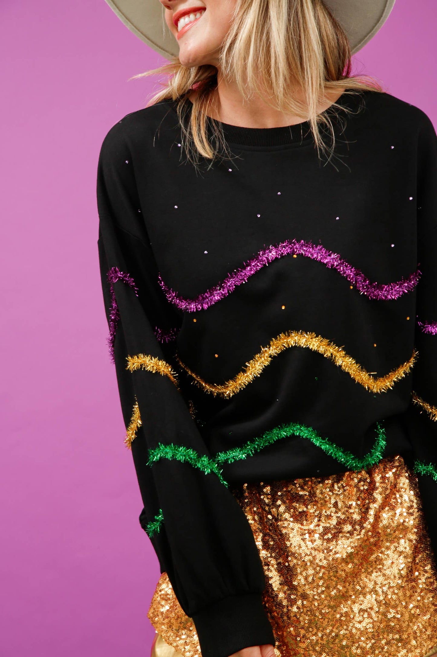 Mardi Gras Sweatshirt- Black