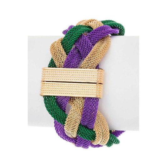 Mardi Gras Metallic Weaved Bracelet