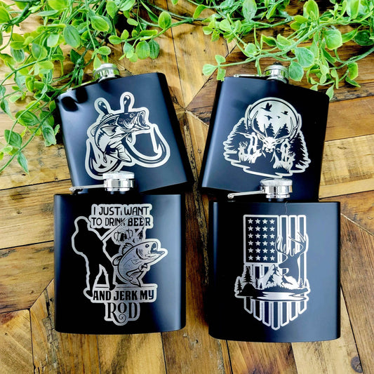 Deer and Duck Scene Metal Flask