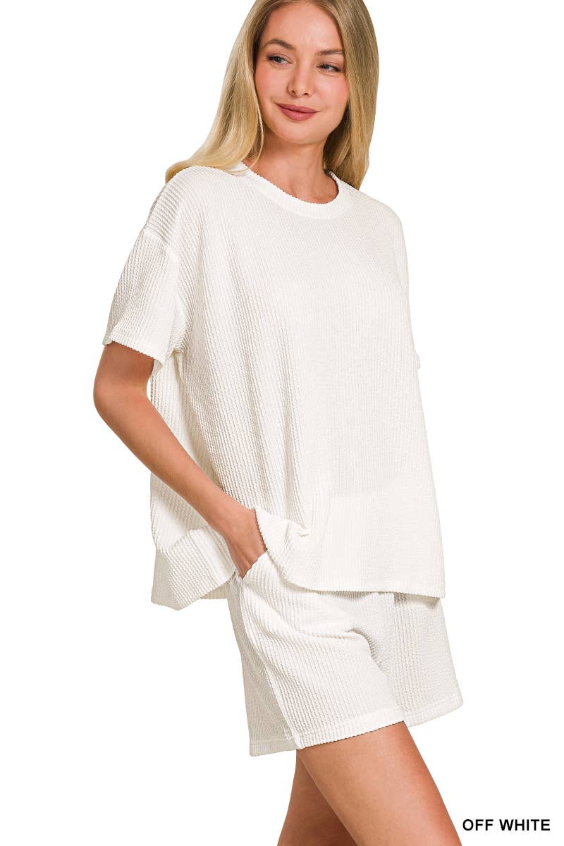 Corded Rib Tee & Shorts Set