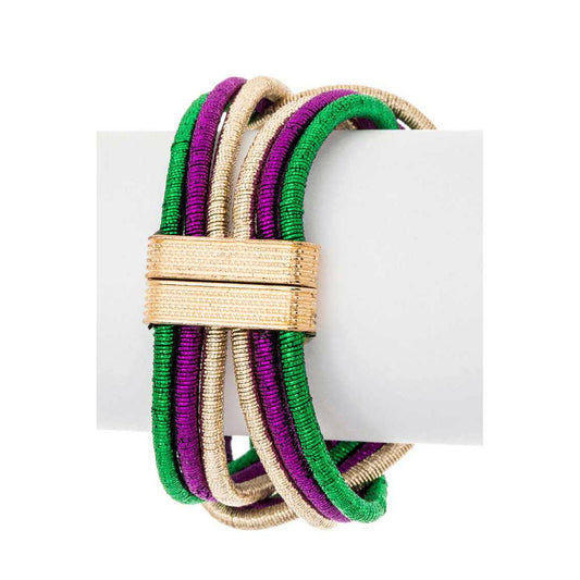 Mardi Gras Metallic Weaved Magnetic Bracelet