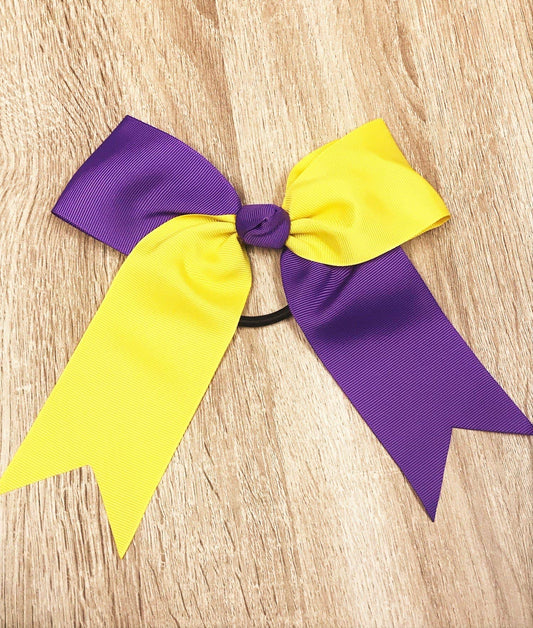 School Spirit Cheer Bows: Purple/Yellow