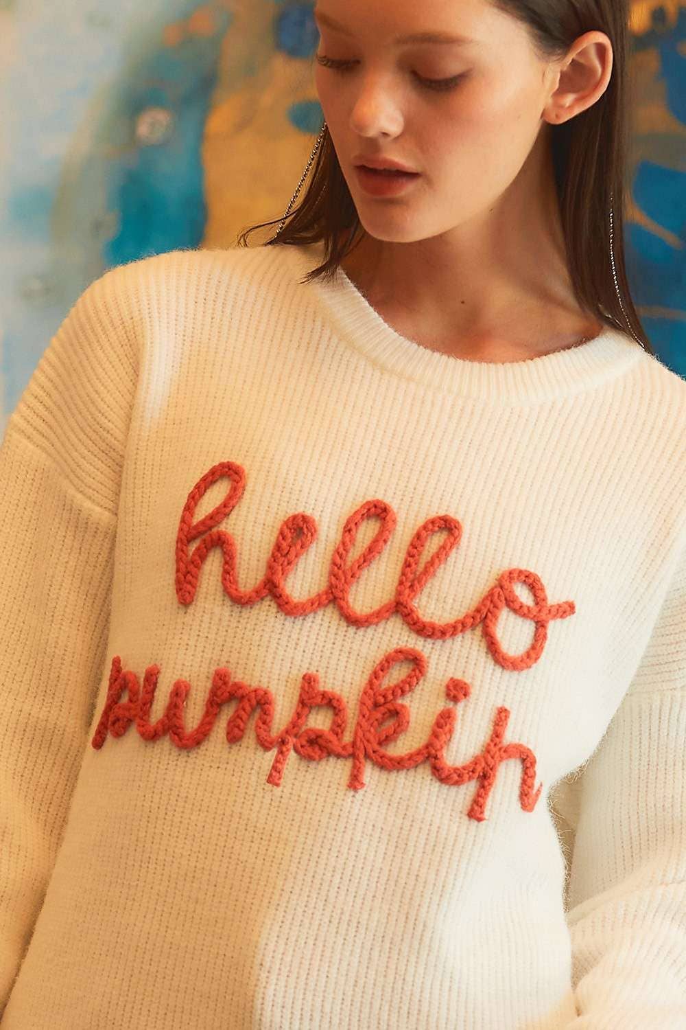 Pumpkin Letter Sweater- Burnt Orange