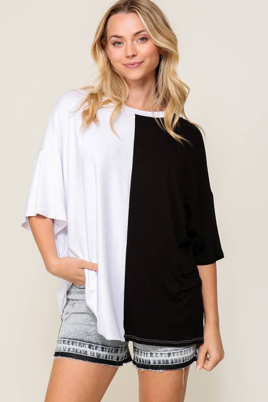 Game Day Multi Color Knit Top- Deep Red/ White