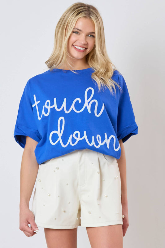 Touch Down Sequin Embroidery Oversized Top- Purple