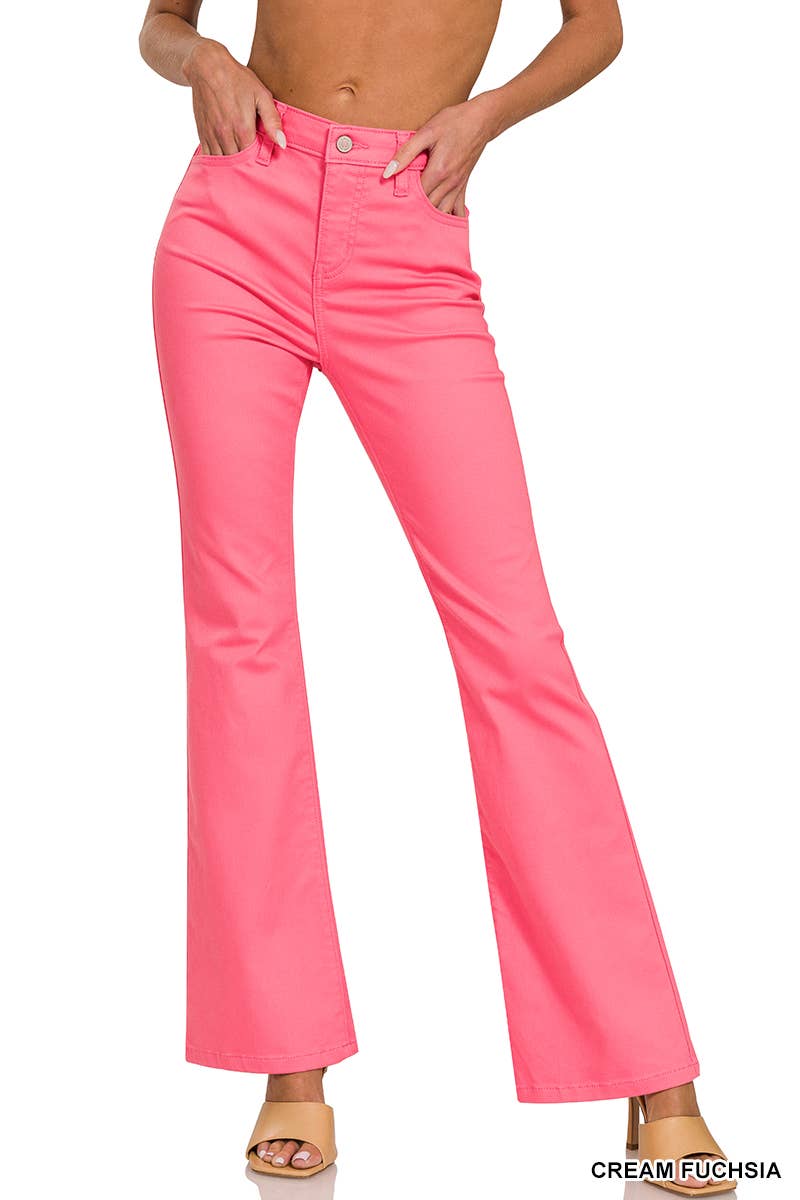 High Rise Bootcut Color Denim Pants