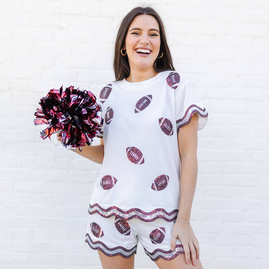 Maroon & White Ginny Football Set