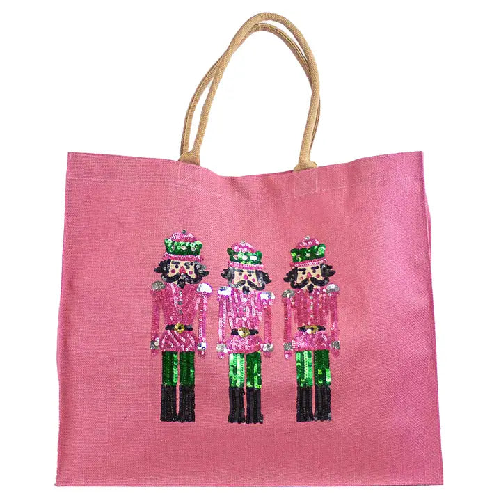 Nutcracker Sequin Carryall Tote Pink/Multi 22x19x8