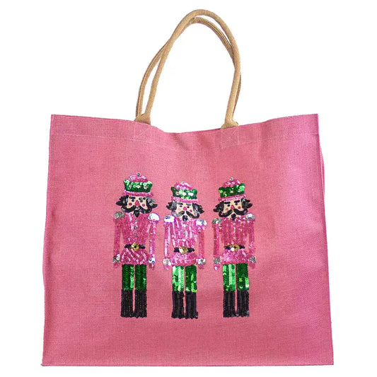 Nutcracker Sequin Carryall Tote Pink/Multi 22x19x8