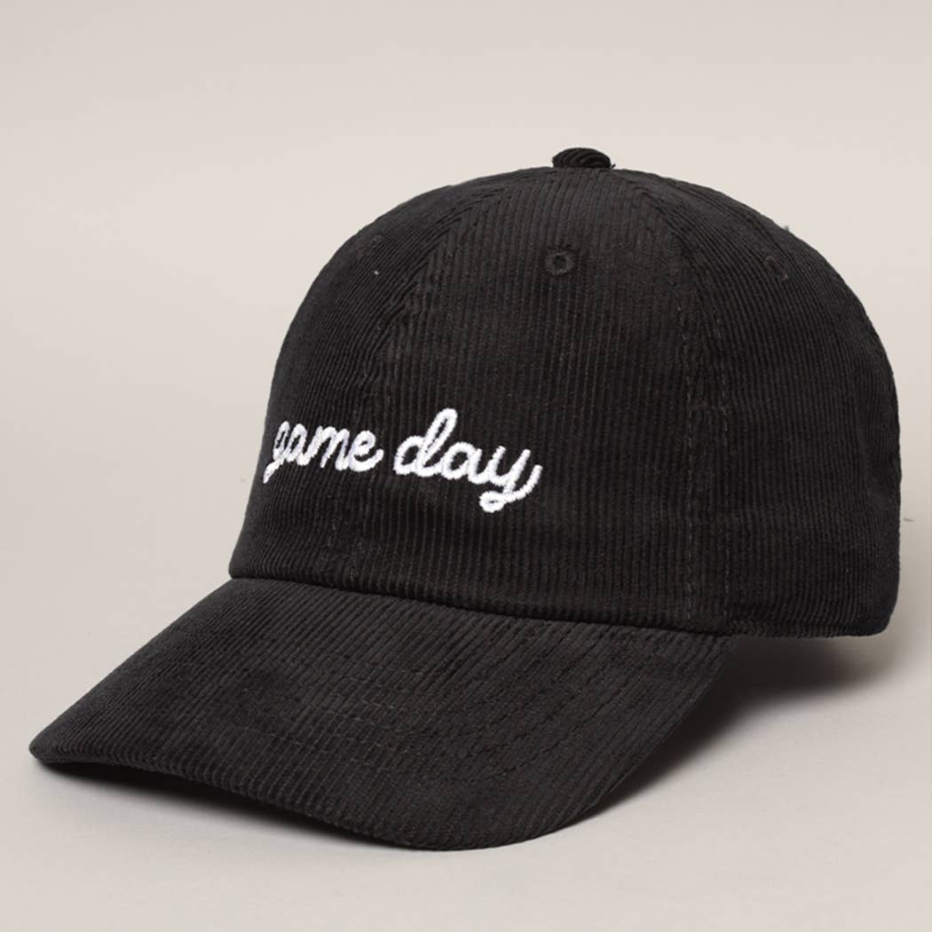 Game Day Embroidered Corduroy Cap- Blue Grey